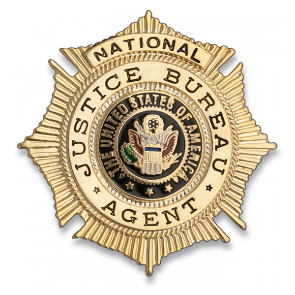 Chapa Identificación National Justice Bureau Agent USA